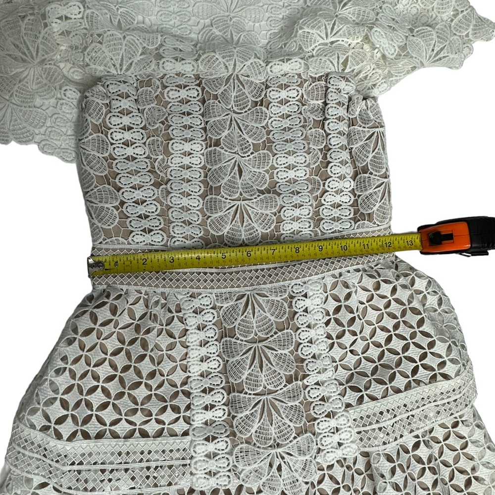 SELF-PORTRAIT Off-the-shoulder guipure Lace Mini Dress 2 ivory - Picture 16 of 16